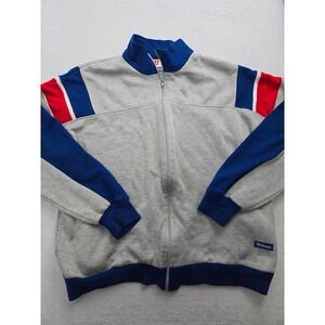 Vintage Wilson Track Jacket Gray Blue Red Full Zip Sweatshirt Retro Coat Size XL